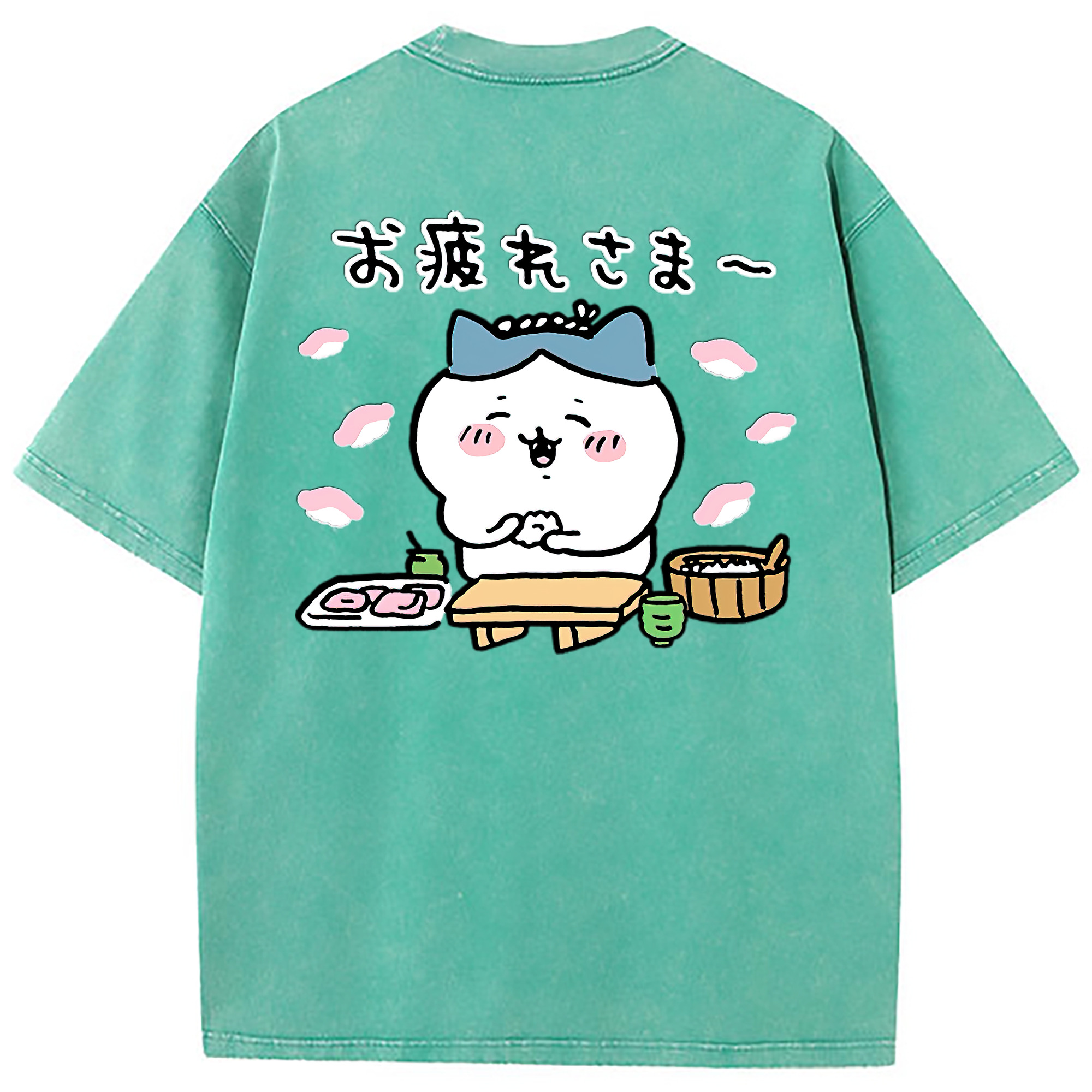 （画像用） ちいかわ ハチワレ Chii-kawa hachiware 綿100% ヴィンテージ風 半袖Tシャツ（背面プリント）